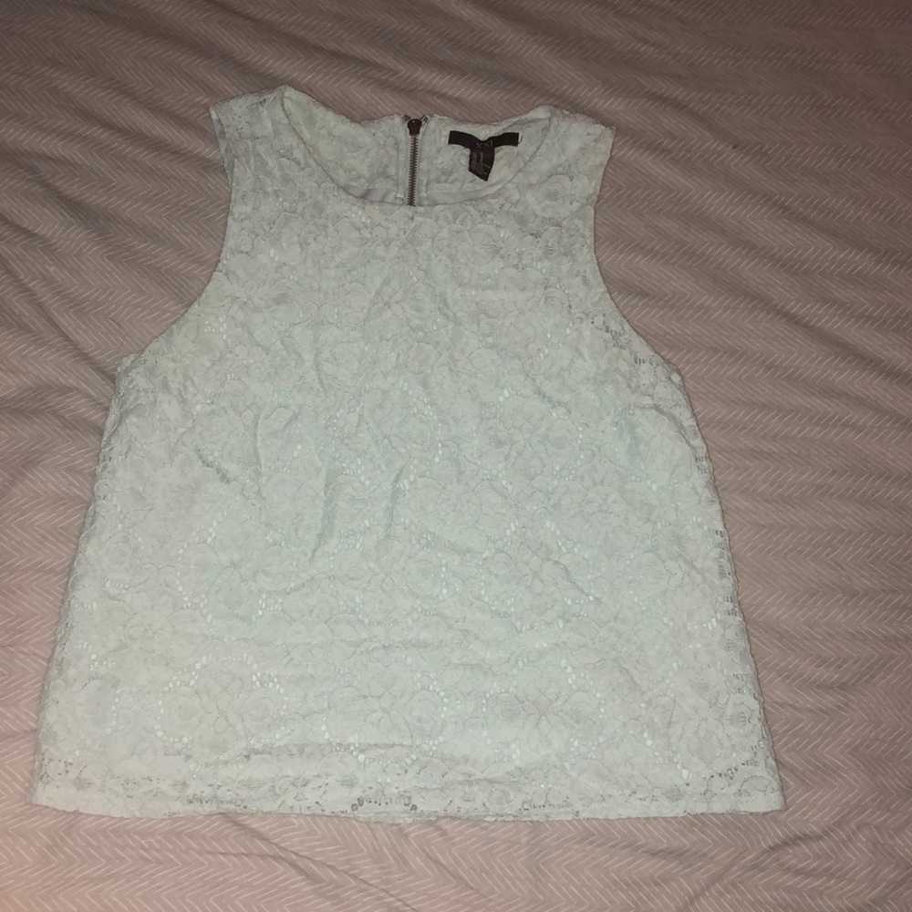 Mint blue lace tank from Forever 21!